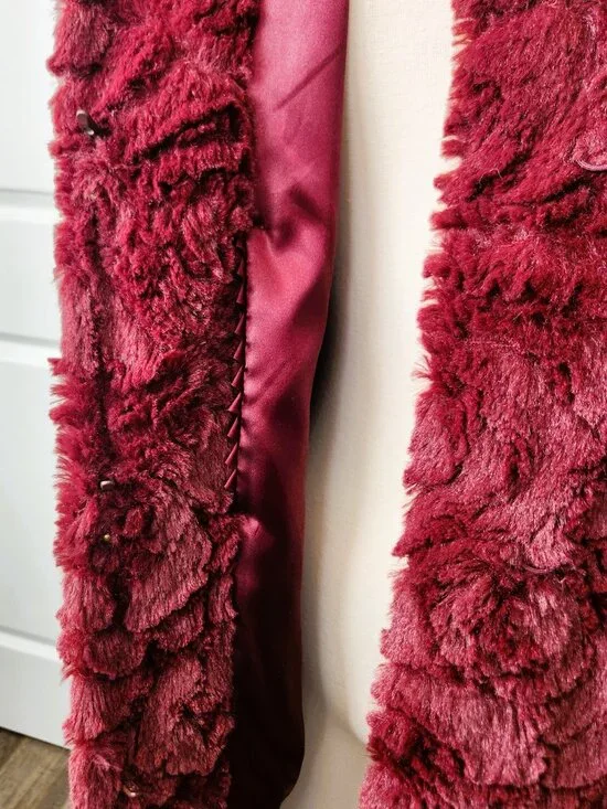 Dennis Basso Vintage Burgundy Faux Mink Fur Coat Size 1X - Picture 4 of 8